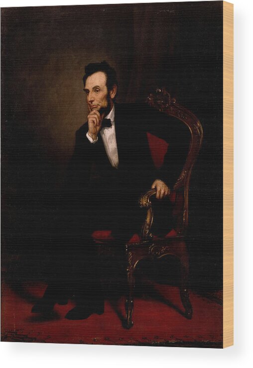 George Peter Alexander Healy Wood Print featuring the painting Abraham Lincoln, 1869 by Vincent Monozlay