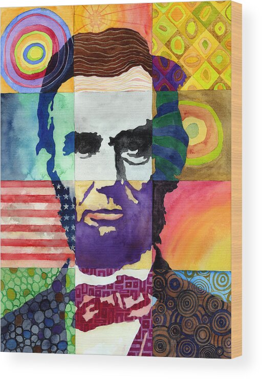 Abraham Wood Print featuring the painting Abraham Lincoln Portrait Study by Hailey E Herrera