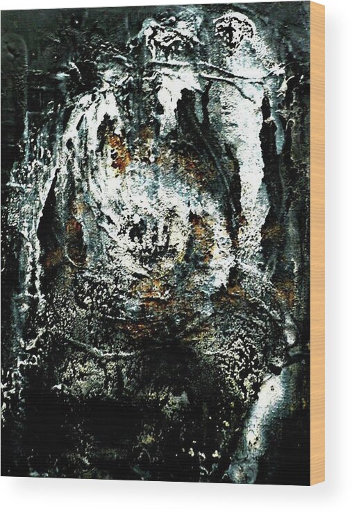 Abstract Wood Print featuring the painting The Apparition by 'REA' Gallery