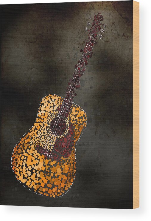 Guitar Wood Print featuring the mixed media Abstract Guitar by Michael Tompsett