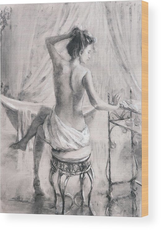 Bath Wood Print featuring the painting After the Bath by Steve Henderson