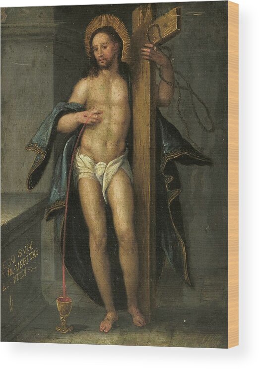 Religion Wood Print featuring the painting Alegoria de la Redencion de Cristo by Unknown