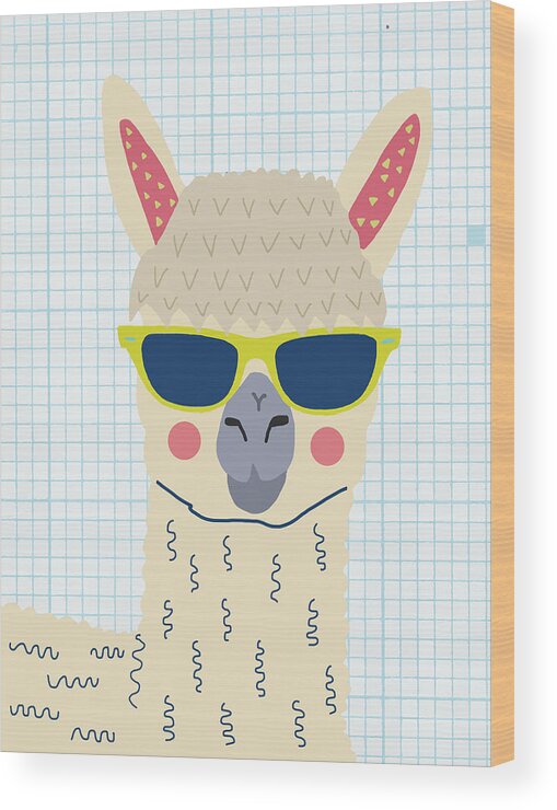 Alpaca Wood Print featuring the digital art Alpaca by Nicole Wilson