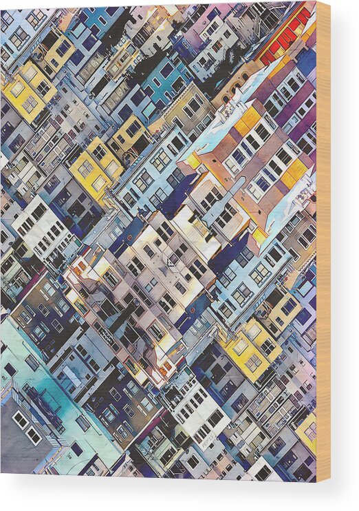 City Wood Print featuring the photograph Apartments In The City by Phil Perkins