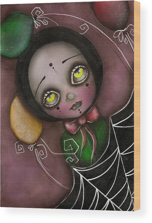 Abril Andrade Griffith Wood Print featuring the painting Arlequin Clown Girl by Abril Andrade