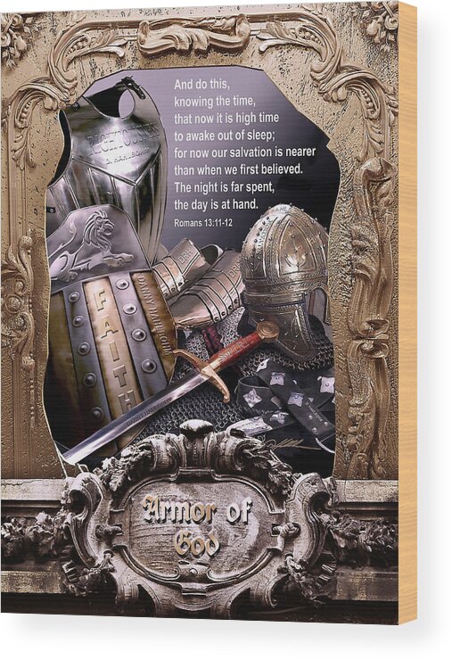 Spiritual Wood Print featuring the painting Armor of God by Danny Hahlbohm