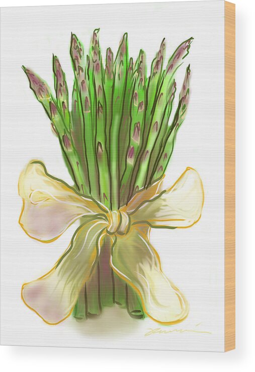 Asparagus Wood Print featuring the digital art Asparagus Bouquet by Jean Pacheco Ravinski