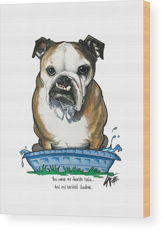 English Bulldog Wood Print featuring the drawing Aucoin 3846 by John LaFree