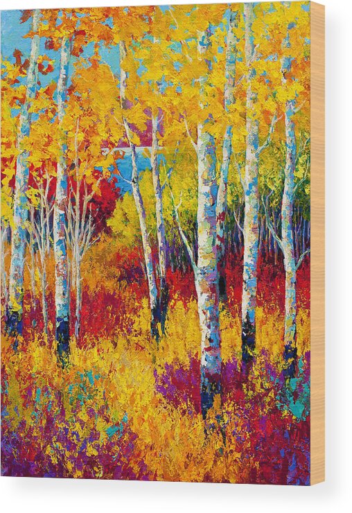 Trees Wood Print featuring the painting Autumn Dreams by Marion Rose