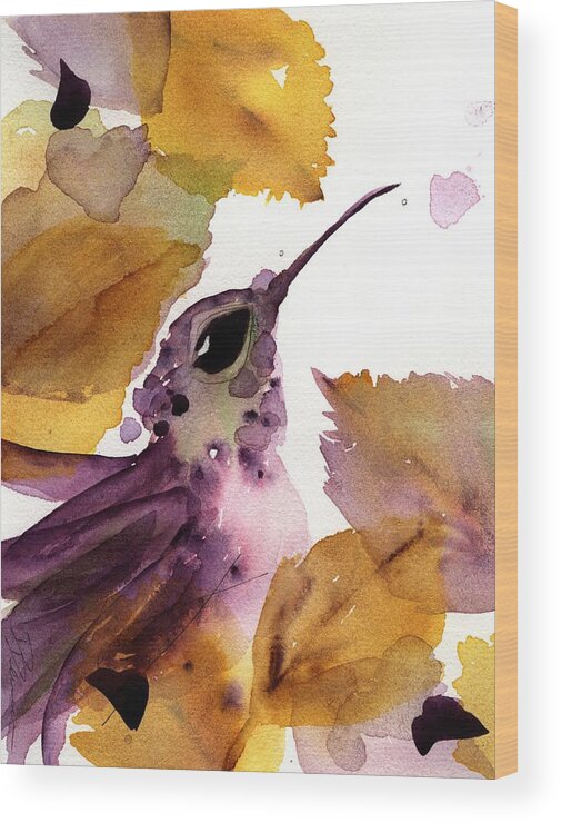 Hummingbird Wood Print featuring the painting Autumn Hummer by Dawn Derman