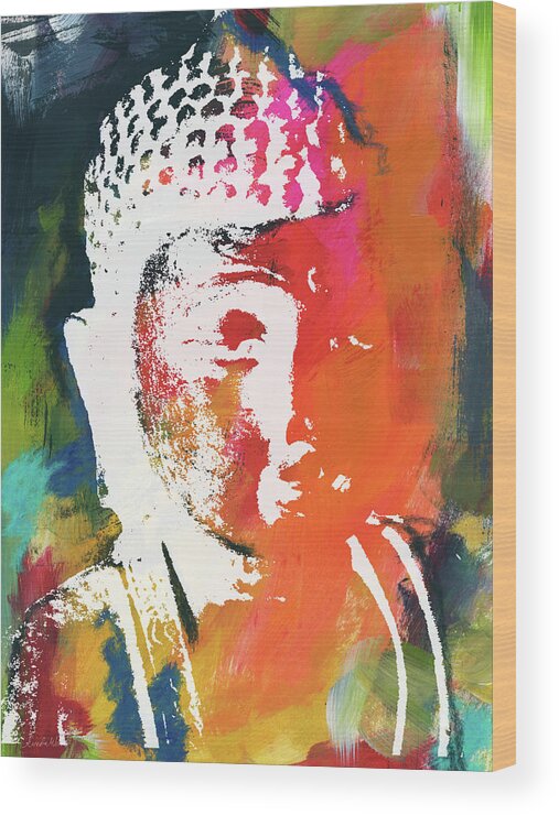 Buddha Wood Print featuring the mixed media Awakened Buddha 5- Art by Linda Woods by Linda Woods