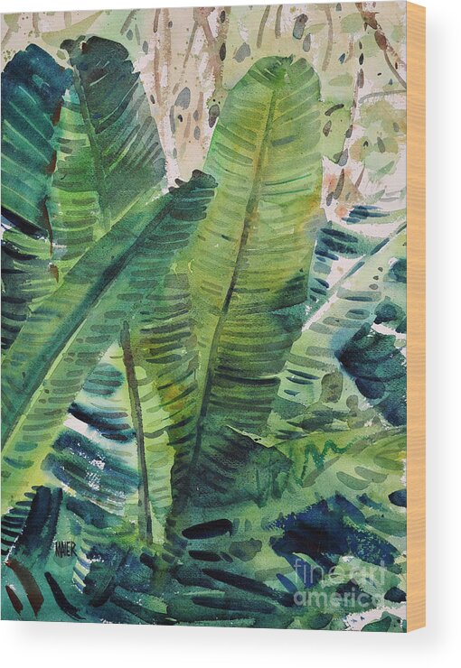 Banana Wood Print featuring the painting Banana Leaves by Donald Maier