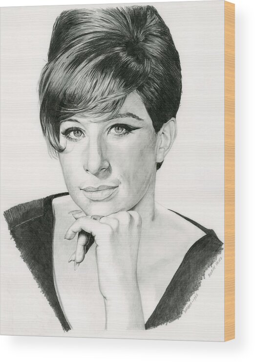 Barbra Wood Print featuring the drawing Barbra by Rob De Vries