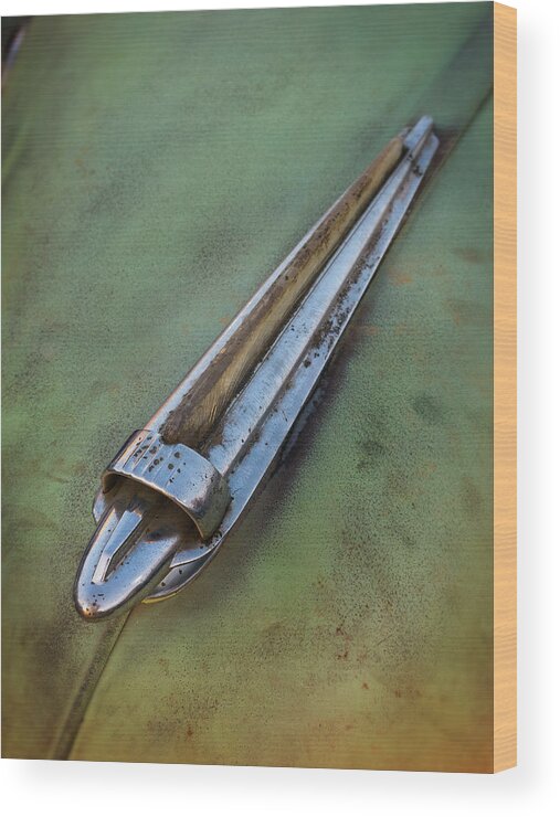 Hood Ornament Wood Print featuring the photograph Barn Car by Bud Simpson