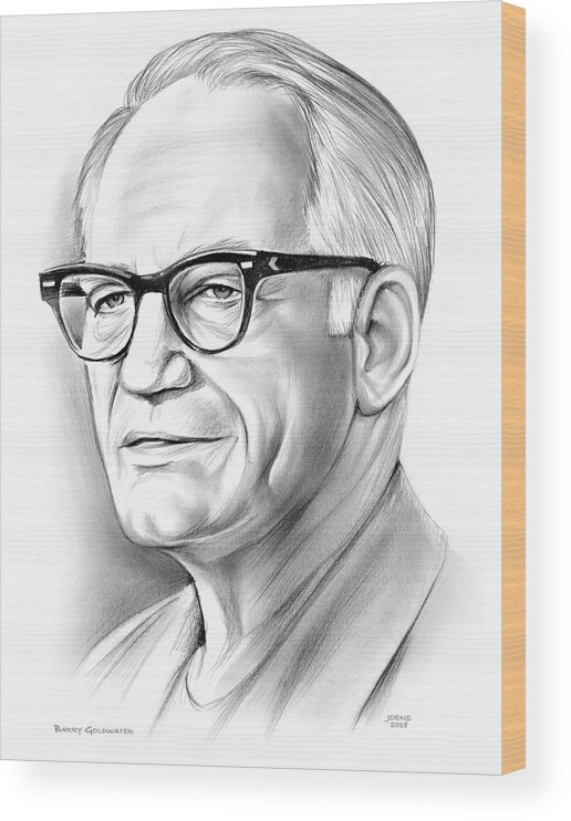 Barry Goldwater Wood Print featuring the drawing Barry Goldwater by Greg Joens