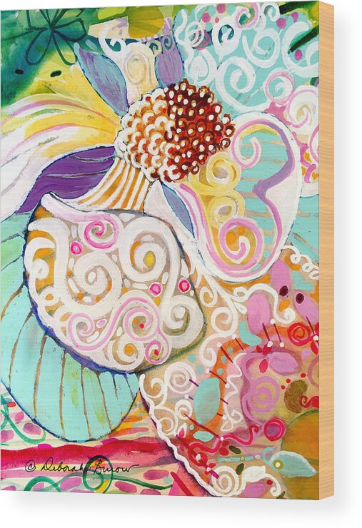 A Swirl Of Colors Pink Wood Print featuring the painting Beautiful Chaos Ten by Deborah Burow