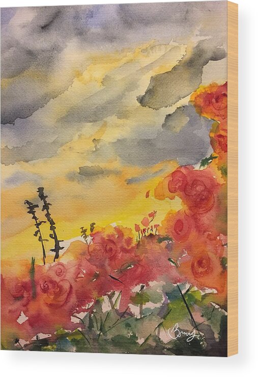 Watercolor Wood Print featuring the painting Beauty In The Storm by Bonny Butler