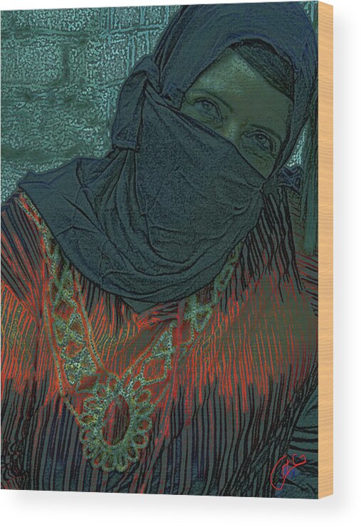 Colette Wood Print featuring the photograph Beduin Women Sinai Egypt by Colette V Hera Guggenheim