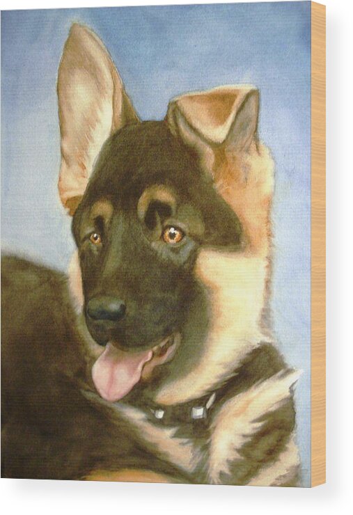 German Shepherd Puppy Wood Print featuring the painting Bella by Marilyn Jacobson