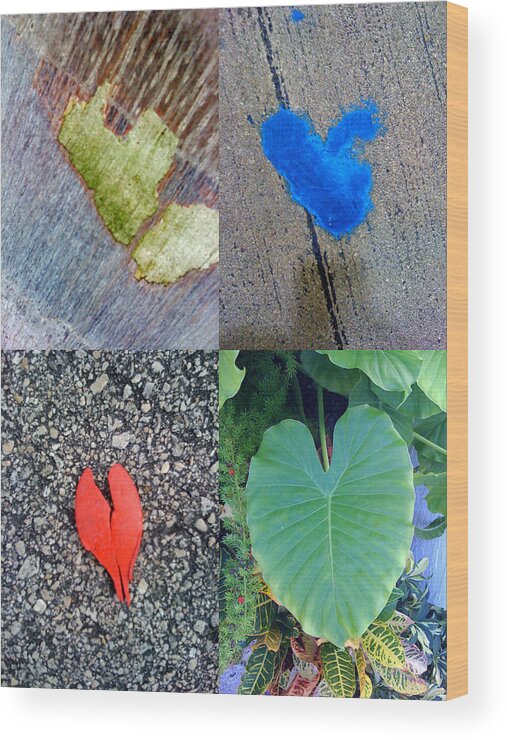  Wood Print featuring the photograph Big Hearts Green Blue Red by Boy Sees Hearts