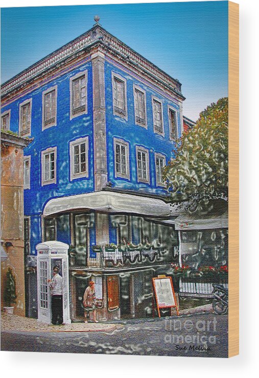 Portugal Wood Print featuring the photograph Blue Cafe on the Corner by Sue Melvin