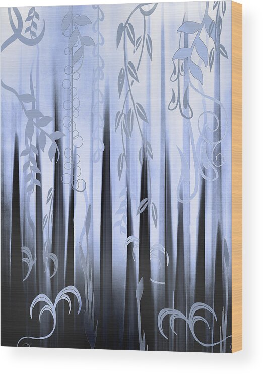 Abstract Wood Print featuring the painting Blue Forest by Deborah Smith
