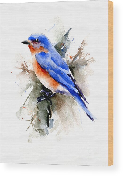 Bluebird Wood Print featuring the painting Bluebird by David Rogers
