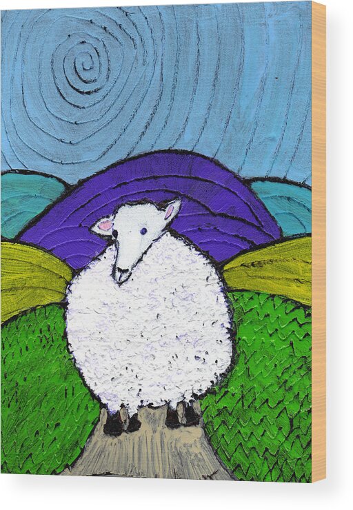 Sheep Wood Print featuring the painting Bo Peeps Lost Sheep by Wayne Potrafka