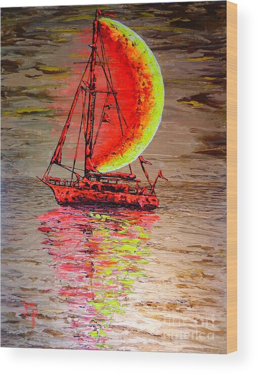 Boat Wood Print featuring the painting Boat #2 by Viktor Lazarev