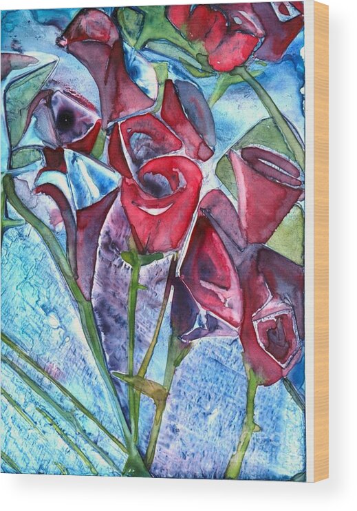 Watercolor Wood Print featuring the painting Bouquet of Roses by Amy Stielstra