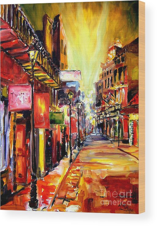 New Orleans Wood Print featuring the painting Bourbon Street Dazzle by Diane Millsap