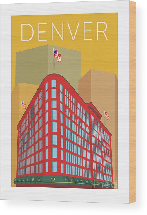 Denver Wood Print featuring the digital art DENVER Brown Palace/Gold by Sam Brennan