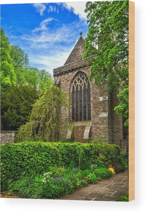 Brecon Wood Print featuring the photograph Brecon Cathedral by Mark Llewellyn