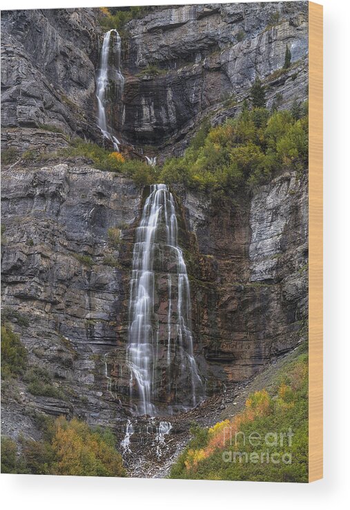 Bridal Wood Print featuring the photograph Bridal Veil Falls by Spencer Baugh