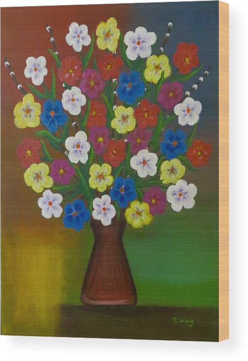 Flowers Wood Print featuring the painting Brilliant Bouquet by Teresa Wing
