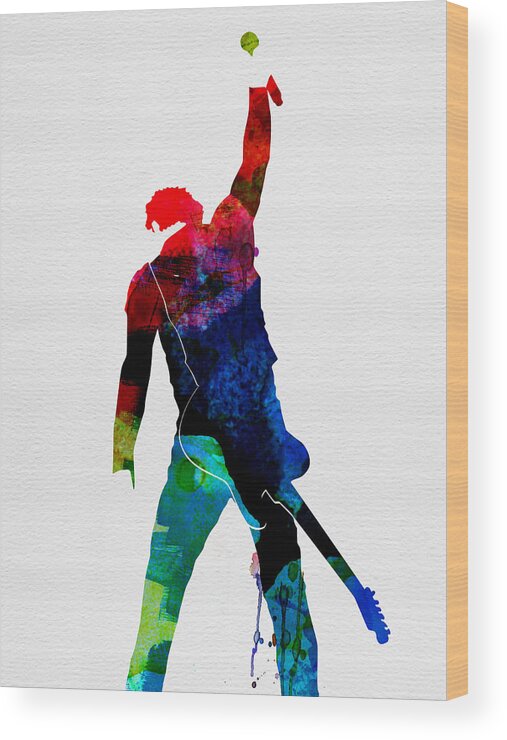 Bruce Springsteen Wood Print featuring the painting Bruce Watercolor by Naxart Studio