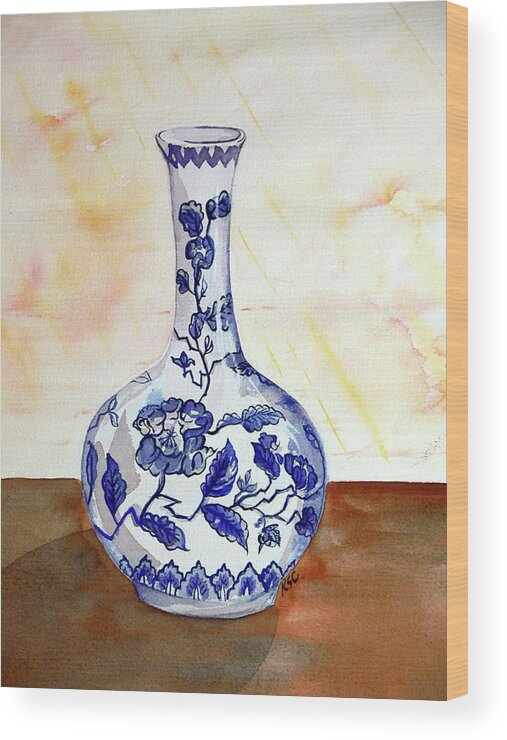 Vase Wood Print featuring the painting Bud Vase by Karen Coggeshall