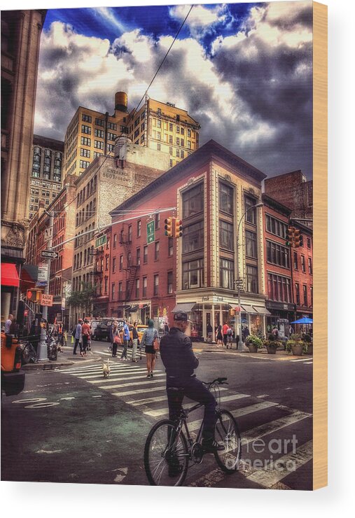 Busy Day In The City Wood Print featuring the photograph Busy Day in the City by Miriam Danar