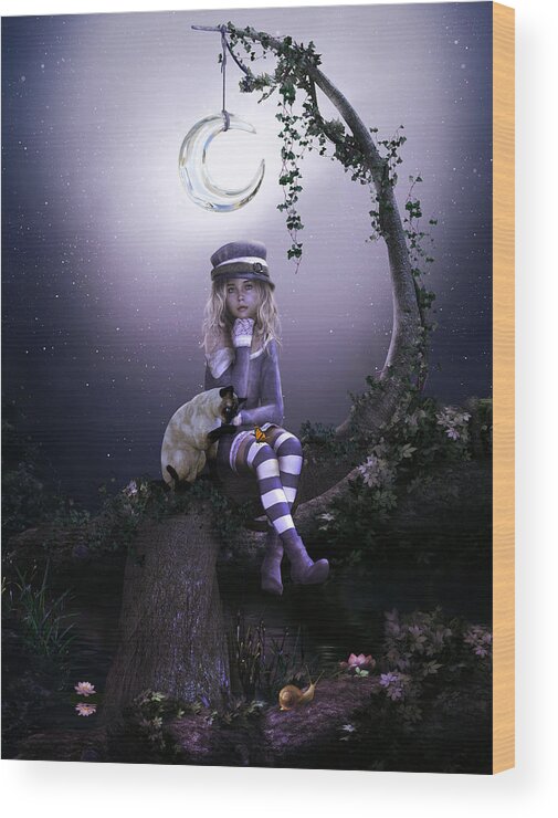 Little Girl Wood Print featuring the digital art Busy Doing Nothing by Shanina Conway