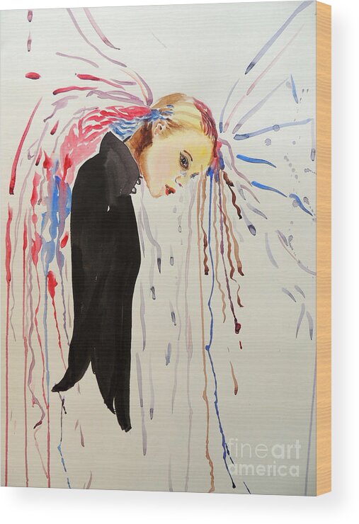 Tears# Wood Print featuring the painting Butterfly by Geraldine Liquidano