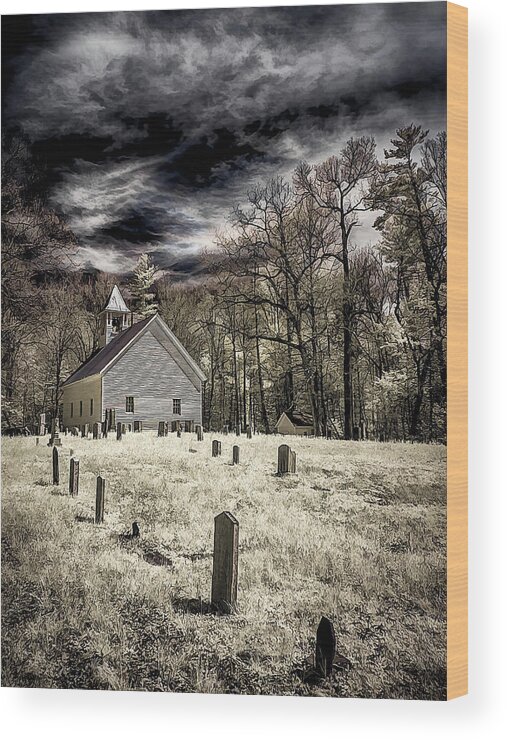 Cades Cove Wood Print featuring the photograph Cades Cove Church by Steve Zimic
