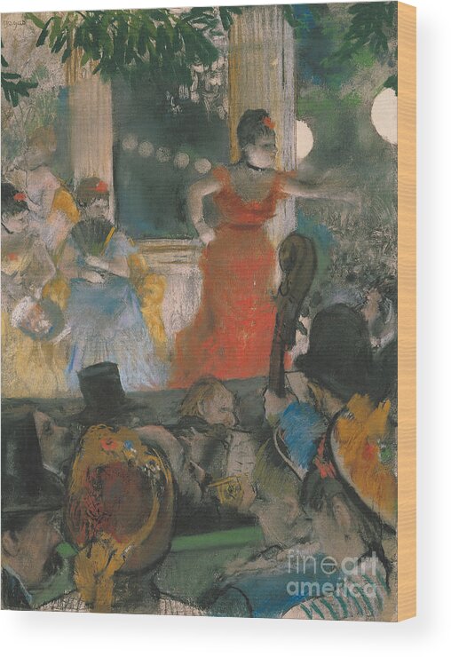 Cafe Wood Print featuring the pastel Cafe Concert at Les Ambassadeurs by Edgar Degas
