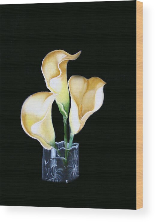 Calla Lilies Wood Print featuring the painting Calla Lily by Darlene Green