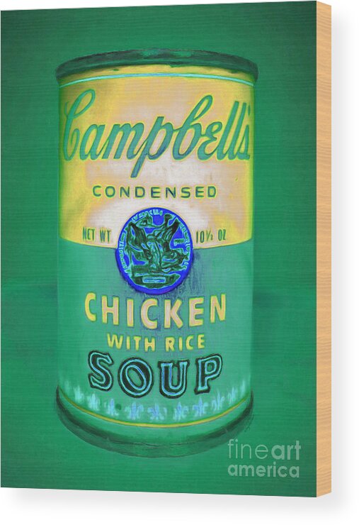 Campbells Soup Wood Print featuring the photograph Campbells Condensed Chicken With Rice Soup 20160211clrm60 by Wingsdomain Art and Photography