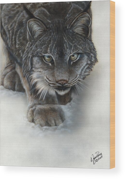  Wood Print featuring the painting Canadian Lynx by Wayne Pruse