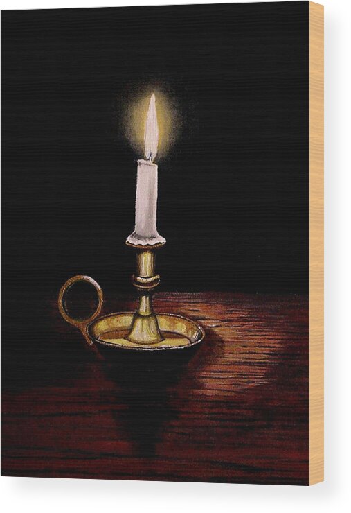 Candle Wood Print featuring the painting Candlelight by Victoria Rhodehouse