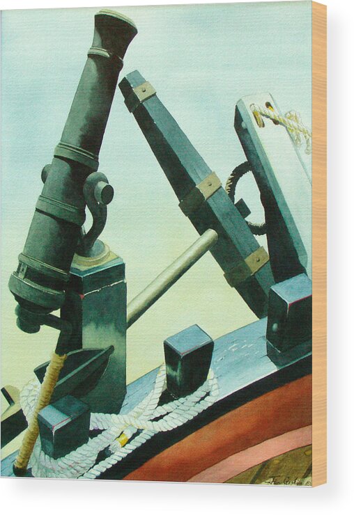 Guns Wood Print featuring the painting Cannon and Anchor by Jim Gerkin