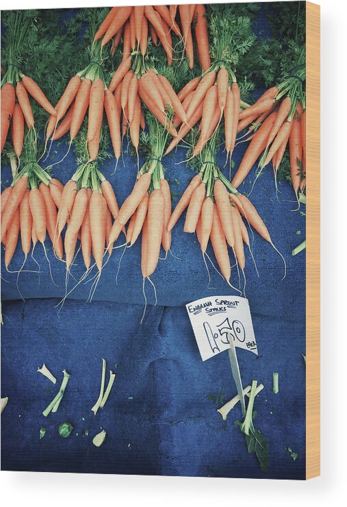 Agriculture Wood Print featuring the photograph Carrots at the market by Tom Gowanlock