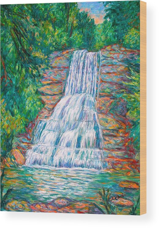 Cascades Wood Print featuring the painting Cascades in Giles County by Kendall Kessler