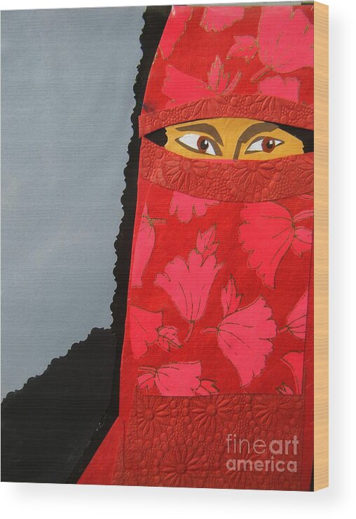 Woman Wood Print featuring the mixed media Chador by Debra Bretton Robinson